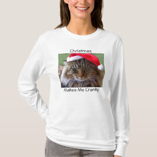 Camisa irritadiço do gato do Natal