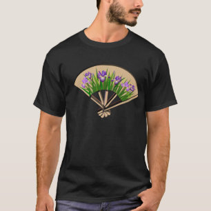Camisa japonesa do design do fã da íris roxa