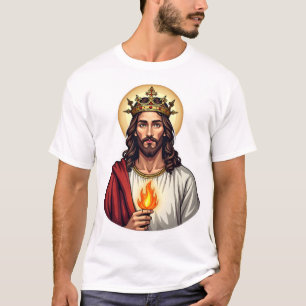 Camisa Jesus Coroa Chama Gravura Vintage 2