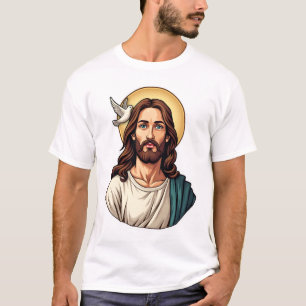 Camisa Jesus Dove Halo Vintage Engraving 2