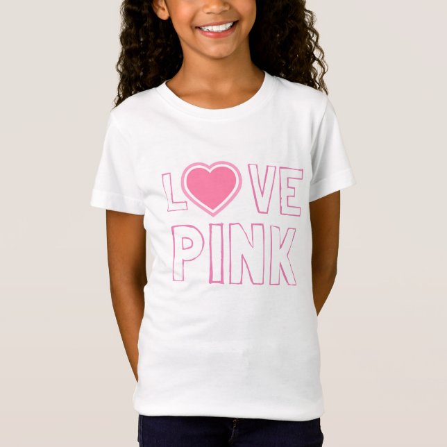 Camisa Juvenil/Cor Rosa com Coração Rosa (Frente)