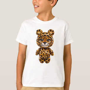 Camisa Kawaii de Safari com Leopardo Manchado Fofo