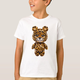 Camisa Kawaii de Safari com Leopardo Manchado Fofo
