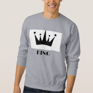 Camisa King Text Black Crown Image Básica Cinza