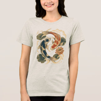 Camisa Koi Fish & Lotus Inspirada na Natureza Japo