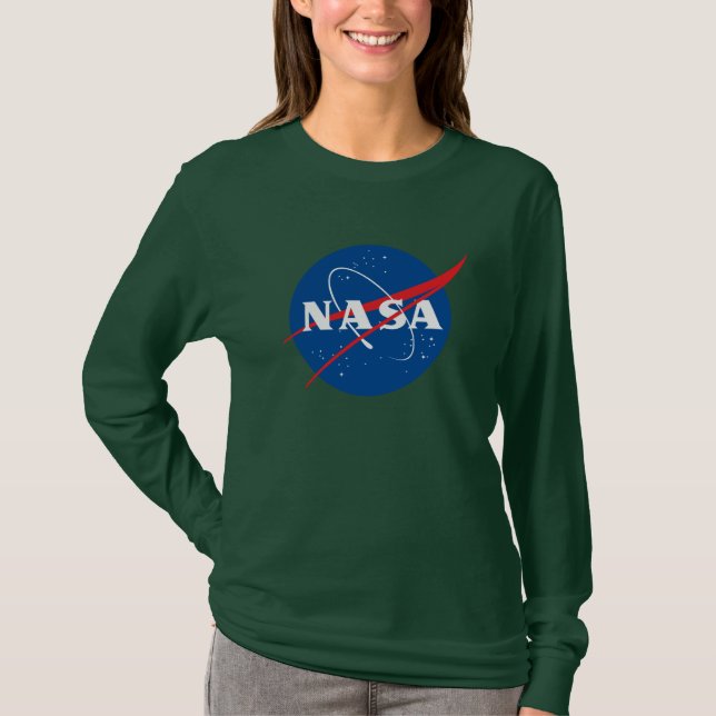 Camisa L/S feminina da NASA (Aurora Green) (Frente)