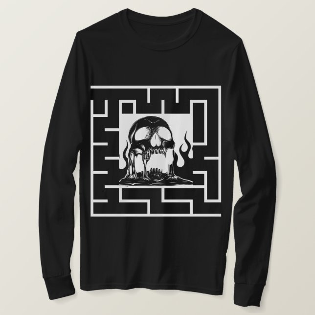 Camisa Labirinto Caveira Inferno Gótico (Frente do Design)