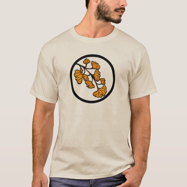 Camisa laranja Ginkgo deixa (Frente)