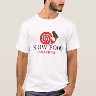 Camisa lenta do algodão T da comida