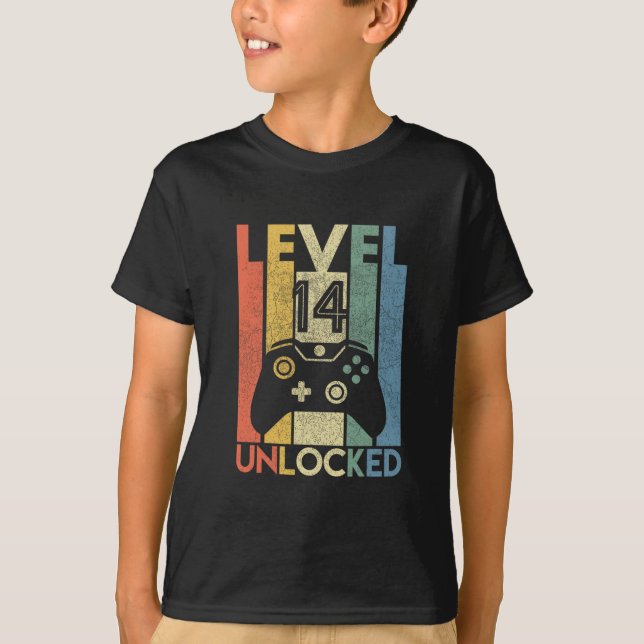 Camisa Level 14 Desbloqueado Camisa de Video Game  (Frente)
