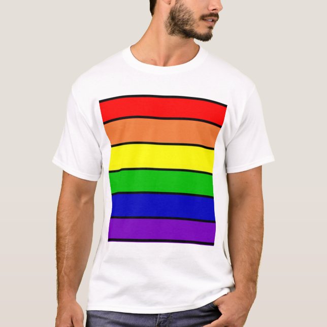 Camisa LGBT Gay/Queer Cores do Arco-Íris (Frente)