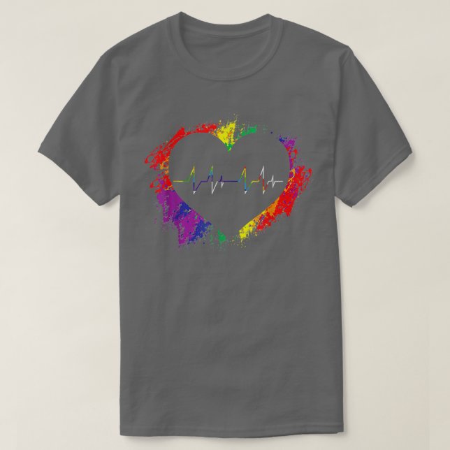 Camisa LGBT Heartbeat EKG Gay Lésbica (Frente do Design)