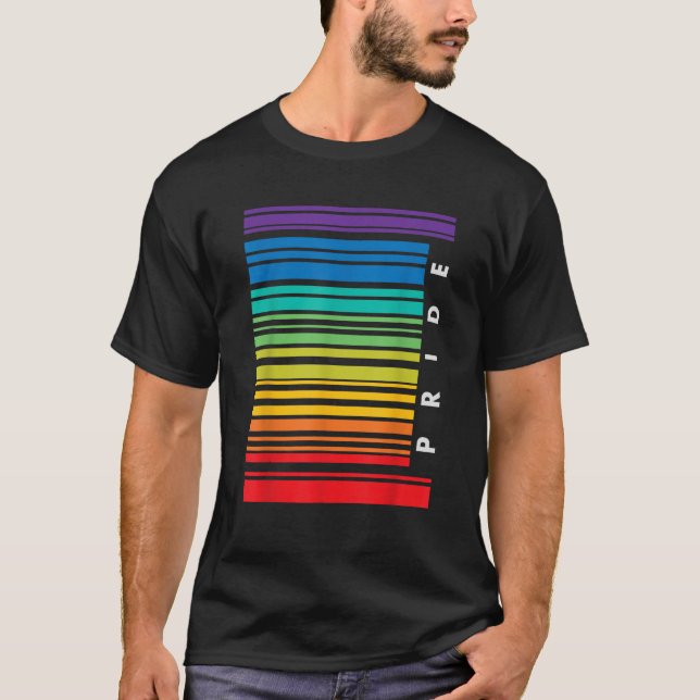 Camisa LGBT Orgulho gay com código de barras Fl bi (Frente)