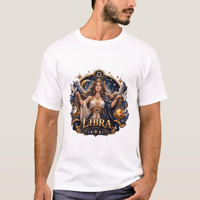 Camisa Libra Signo Zodíaco Escalas Celestial Astro (Frente)