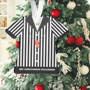 Camisa Listrada de Árbitro de Uniforme com Enfeite