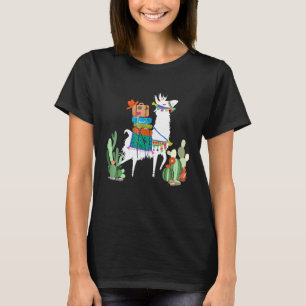 Camisa Llama Padrão Asteca Llama Com Cacto