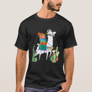 Camisa Llama Padrão Asteca Llama Com Cacto