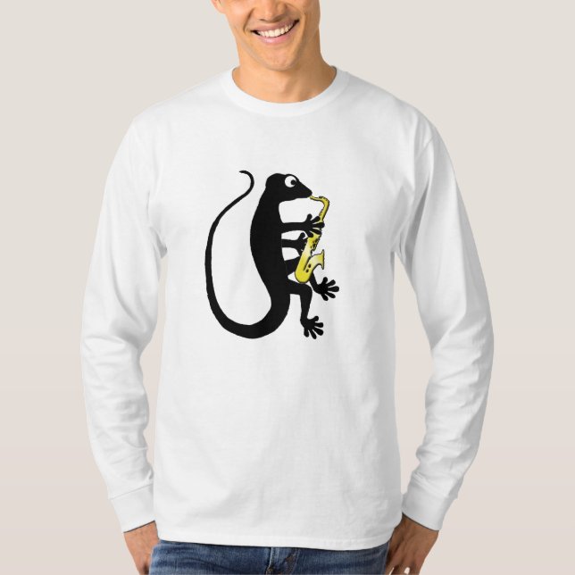 Camisa longa da Capa do saxofone do geco (Frente)