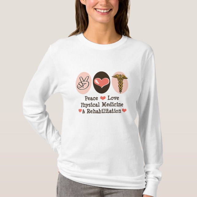 Camisa longa da Capa T do amor PM&R da paz (Frente)