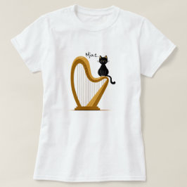 Camisa longa de Design de harpa e gato