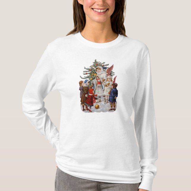 Camisa Longsleeved do natal vintage (Frente)
