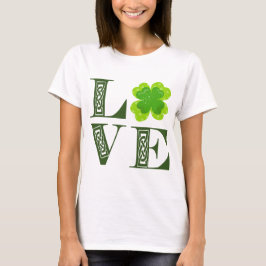 Camisa LOVE Trevo de Três Folhas Verde Irlandês Nó