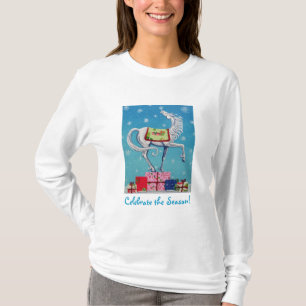 Camisa lunática do feriado do cavalo do Natal