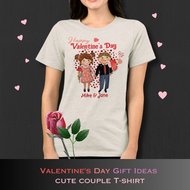 Camisa-luz de Namorados feliz com Casal bonito (Cute Couple Happy Valentine light T-Shirt Tri-Blend )