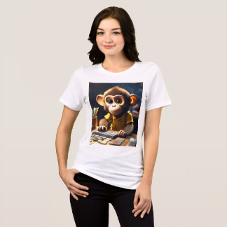 Camisa-macaco-macaco, usando uma calculadora