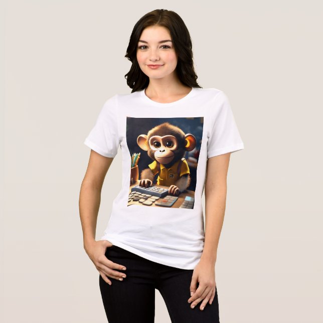 Camisa-macaco-macaco, usando uma calculadora (Frente Completa)