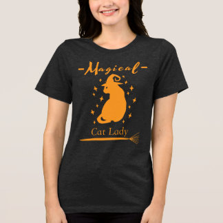 Camisa Mágica da Gata Senhora Blusa de Halloween F