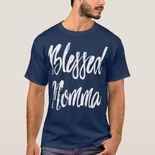 Camisa Mamã Abençoada Mãe Script Escrevendo Sujeir