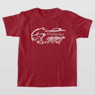 Camisa Manga Curta Dodge Challenger Preta Gola Red
