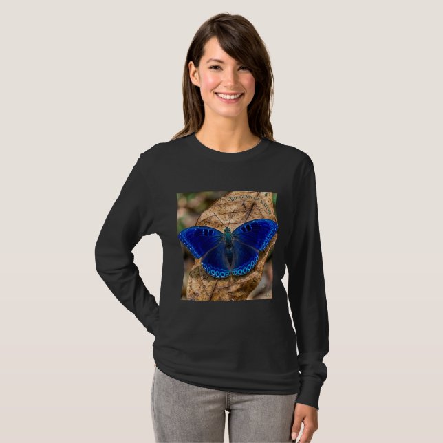Camisa Manga Longa Borboleta Azul Elétrica (Frente Completa)