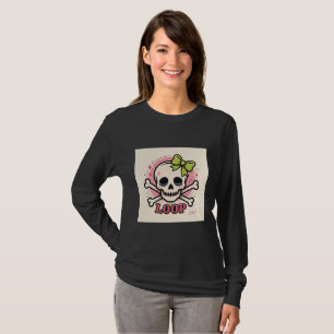 Camisa Manga Longa Caveira Laço Fofo