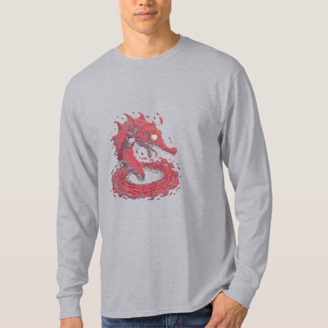 Camisa Manga Longa Estilo Cômico Leviatã Vermelho (Frente)