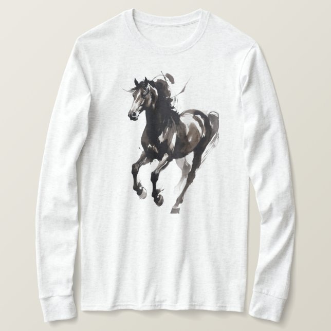 Camisa Manga Longa Pintura de Cavalo (Frente do Design)