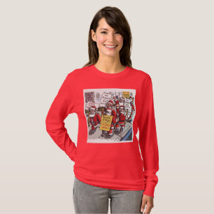 camisa manga longa vermelha para mulheres Santa St
