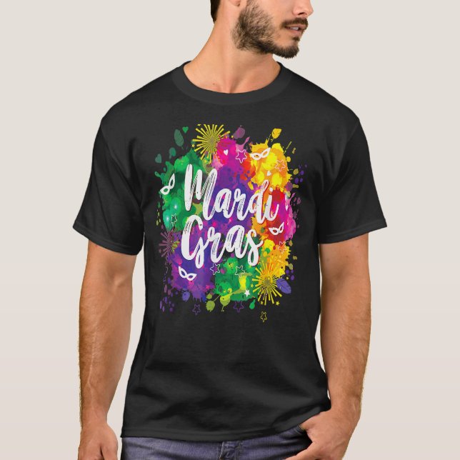 Camisa Mardi Gras Para Mulheres Homens E Crianças  (Frente)