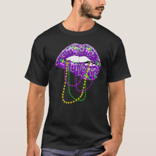 Camisa Mardi Gras Para Mulheres Lábios Rainhas Car