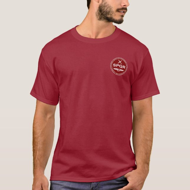 Camisa marrom & branca da legião romana de SPQR do (Frente)