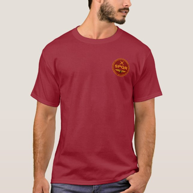 Camisa marrom & Dourado da legião romana de SPQR (Frente)