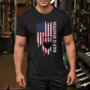 Camisa masculina Bald Is Beautiful Bandeira Americ