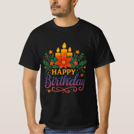 Camisa Masculina Básica Vela de Feliz Aniversário