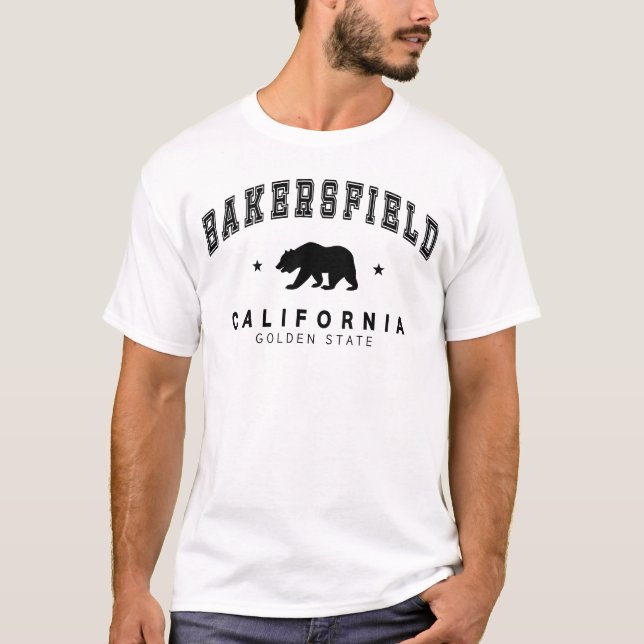 Camisa masculina branca de Bakersfield - Desenho d (Frente)