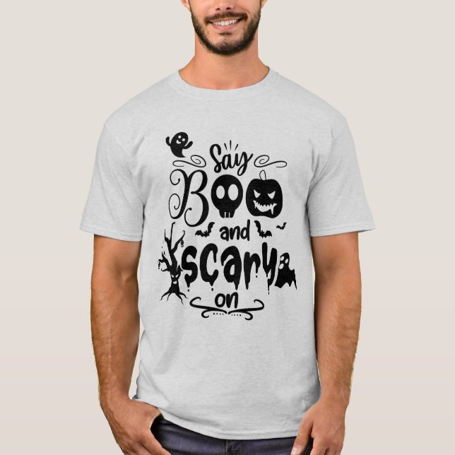Camisa masculina do Halloween, topo fantasma assus (Frente)