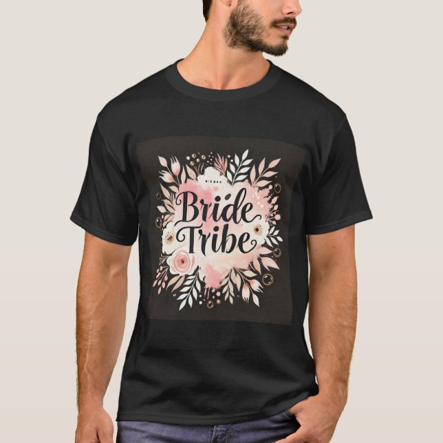 Camisa masculina do partido Watercolor Bride Tribe (Frente)