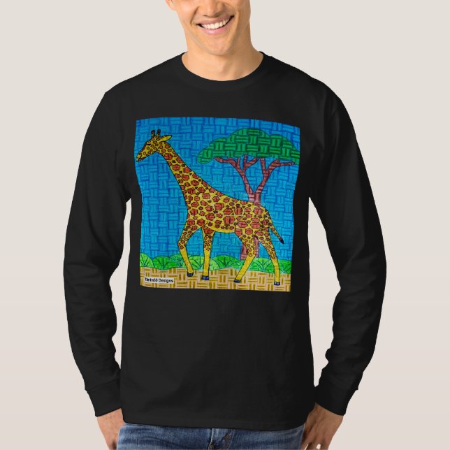 Camisa Masculina Manga Longa Girafa (vívida) (Frente)