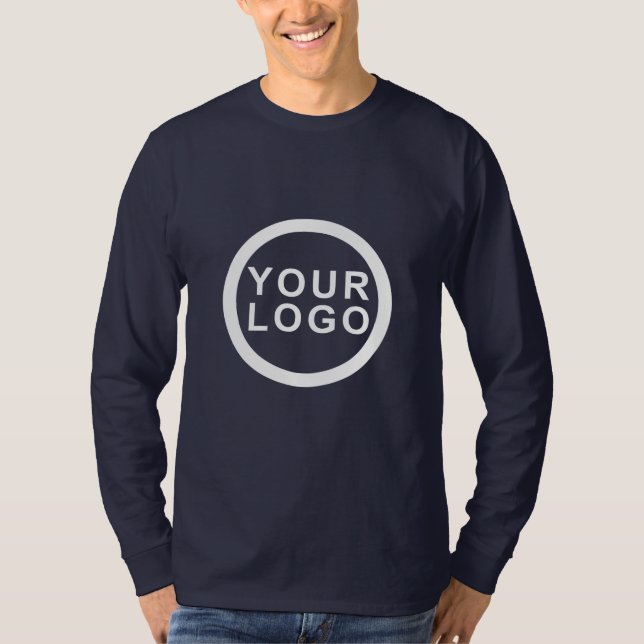 Camisa Masculina Manga Longa Your Logo | Azul Mari (Frente)
