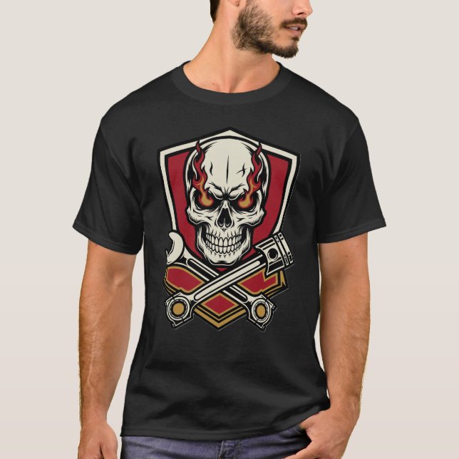 Camisa Mechanical Overlords – Motociclista Mecânic (Frente)